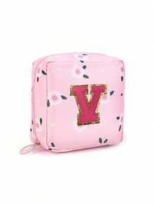 卫生巾收纳袋，便携式化妆口红包，化妆口红包，大容量防水卡通设计，零钱包，女生现金包，防水布用于存放卫生巾和护垫，学校用品旅行必需品化妆包 - 彩色 - 查看 22