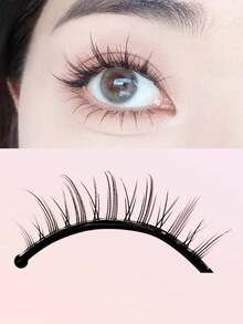 五对一体式假睫毛，细腻有弹性，配有细长黑色手柄，不刺激，睫毛下垂者的必备品，约会和旅行的必备品。 - 彩色 - 查看 4
