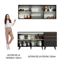 Cocina Integral Completa Modular Madesa Reims 180cm Color Negro - Negro - Ver 5