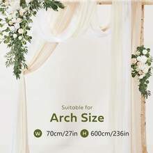 1 Set White Tulle & 1 Set Deep Champagne Tulle, Wedding Arch Drape Backdrop Decor, Suitable For Engagement, Ceremony, Reception, Celebration, Bridal Shower, Outdoor Hanging Decoration - Multicolor - View 4