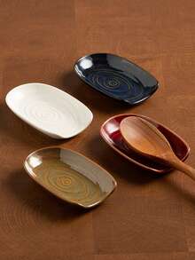 Portautensili da cucina in ceramica, supporto per mestoli, portacucchiaio da zuppa in ceramica vintage, vassoio per mestoli, vassoio portaoggetti per stoviglie, piatto di appoggio per cucchiai da caffè e dolci, regalo ideale per la Festa della Mamma e il Natale, design multicolore cotto in forno vintage