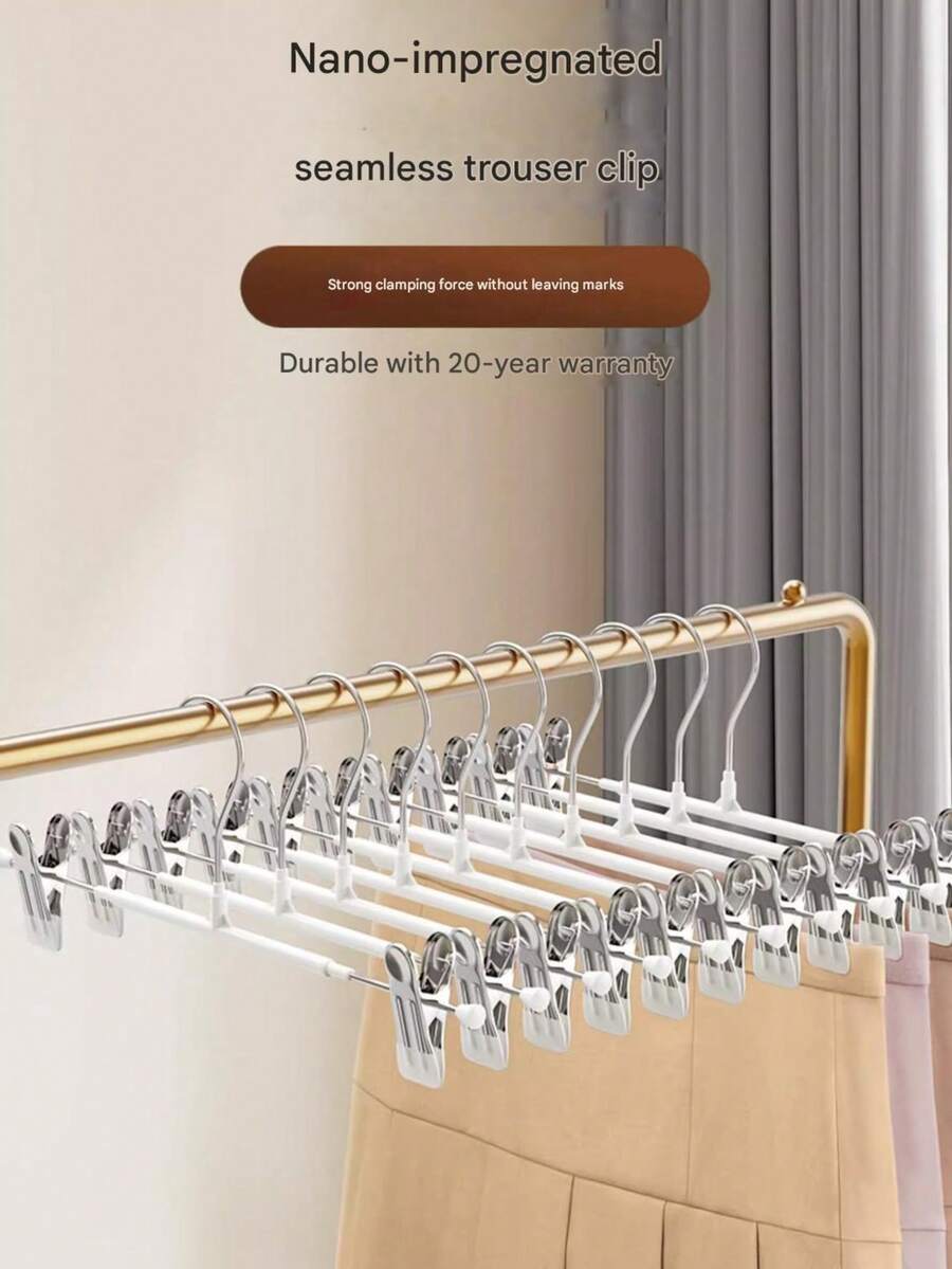 Pants Clip Hangers, Stainless Steel Skirt Clips, Wrinkle-Free Non-Slip Clothes Drying Rack Accessories - Multicolor - View 1