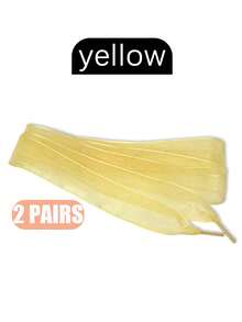 2 Pairs Lightweight Sheer Shoelaces, Women's Dance Shoes Decorative Accessories, Fashionable Solid Color Lace Shoelaces, Suitable For Sneakers, Flats, Athletic Shoes