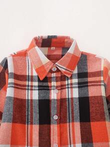 Young Boy Plaid Print Long Sleeve Single-Breasted Casual Shirt, Autumn