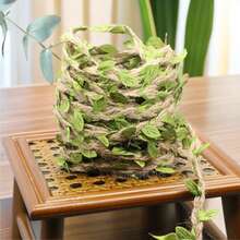 10M/5M Green Leaf Vine Ribbon Simulated Green Plants, Burlap Leaf Ribbon, Artificial Green Leaf Woven Vine Decoration, Suitable For Jungle Adventure Party, Home Decoration, Birthday, Wedding, Garden Decoration, Home Decoration, Hallway Decoration, Staircase Decoration - Green - View 19