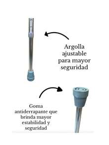 Bastón Ortopédico con Mango Alemán Ergonómico | Altura Ajustable | Aluminio Resistente y Base Antiderrapante - Plateado - Ver 5