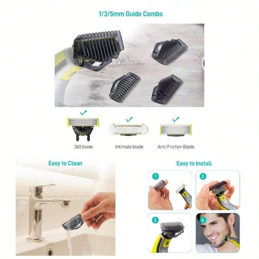 Peines guía de 1/3/5 mm compatibles con la afeitadora Norelco OneBlade, kit de protectores, recambios de protectores de recortadora para cara y Body