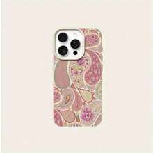 Litchi Pattern White Cashew Pattern For IPhone 16 PRO MAX/14/16 PLUS/15/13P/12/11 Durable Anti-Fall Protective Case High Value TPU Mobile Phone Case - 白色 - 查看 6