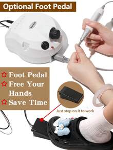 专业电动指甲钻机刀套装指甲胶抛光机沙龙设备强力抛光工具 35000RPM 电动指甲钻机修甲修脚专业美甲车床低噪音刀头指甲锉套装 - 彩色 - 查看 10