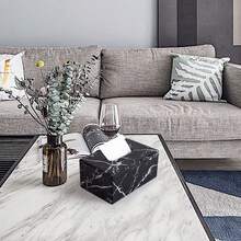 1pc Marble Pattern Leather Tissue Box Cover, Durable & Fashionable For Home And Hotel Use, Suitable For Bedroom, Living Room And Car Decor, Marble Texture Box, Stylish Design, Tissue Box Decor, Modern Kitchen And Dining Room Decor, Rectangular Marble Textured Tissue Box Holder