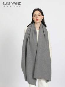 1pc Women's Gray Solid Color Fashionable Soft Knit Scarf, Suitable For Autumn/Winter Warmth And Daily Matching Women Winter Scarves - Dark Grey - View 3