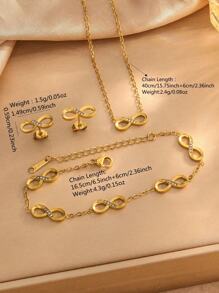 1 Set Fashionable Stainless Steel Jewelry Set With Infinity Symbol Elements, Suitable For Women's Daily Wear Or As Holiday Gift For Friends