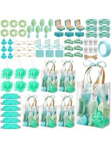 68/74PCS/6Sets Birthday Party Prizes For Winners Gifts Headband Hair Brush Jewelry Box Compact Mirror Powder Puff Hair Tie Claw Gift Bag Bridal Shower - Nhiều màu - Xem 2