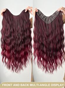 Peluca de fibra sintética resistente al calor en forma de V de 24 pulgadas de color vino tinto, adecuada para que las mujeres y niñas la usen en fiestas y para uso diario - Rojo degradado - Ver 7
