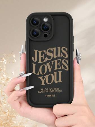 1pc Jesus Loves You Pattern Phone Case With Raised Camera Edge And Edge Protection TPU Case, Compatible With Iphone 16/15/14/13/12/11 Pro Max, Galaxy S25/S24/S23/S21 And A54/A53/A52/A34/A15 Series, Cute Gift For Friends, Family, Couples, Yourself On Birthday