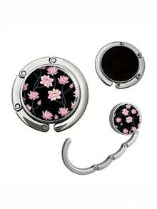 1pc Vintage Floral Desktop Hanging Purse Hook - Foldable Wallet Hanger With Secure Metal Clip, Portable Restaurant, Bar, Home Decor Table Bag Holder - Unique Gift For Women