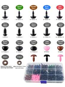 15 件塑料安全眼睛和鼻子，手工娃娃眼睛和熊鼻子（带垫圈），适用于万圣节装饰、圣诞节装饰、DIY 工艺品、钩针娃娃和毛绒动物（各种尺寸）、装饰房间、装饰房屋工具套装、学生手工学校用品