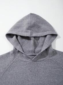 男士休闲宽松套头连帽衫，纯色，百搭，长袖，适合春秋冬 - 灰色 - 查看 9