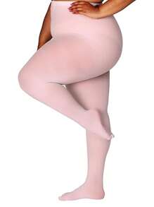 1 Pair Of Women's Plus-Size Leggings, 80D Opaque Solid Color Leggings, Soft Polyester Fiber Material, Hand Washable, Available In A Variety Of Colors, High-Waisted Tights, Suitable For Plus-Size Women.