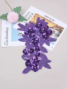 3D 串珠蕾丝绣花贴片、水钻亮片贴花、适用于服装装饰、婚纱配饰、DIY 缝纫工艺品 - 多色 - 查看 9