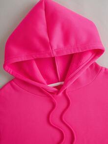 Autumn And Winter Plush Women's Two Pieces Sports Jogging Suit, Loose Casual Round Neck Sweatshirt, Plush Jogging Sweatpants, Sports Outdoor/Women's Sportswear/Women's Sports Suit, This Is A Winter Plush Women's Sweatshirt Suit,Fleece - Hot Pink - View 5