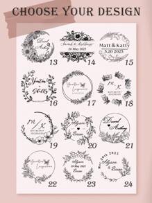 Custom Wedding Monogram Stamp, Save The Date Stamp, Custom Wedding Stamp, Personalized Wedding Stamp, Rubber Wedding Stamp, Diy Wedding Back To School,Multi-Functional,Ornamental,Reusable,Modern,Colorful,Cute,Vintage,Cartoon,Kawaii,Workers,Clients,For Business/Work/Office,For School,Back To School,School Supplies - Khaki - View 5