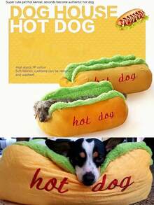 1 - Piece Hot Dog Shaped Pet Bed, Cute Plush Dog Bed For Small & Medium Dogs (Shiba Inu, Pomeranian, French Bulldog), Comfortable Warm Pet Nest , Fun Food - Themed Dog Bed For Indoor Use, Cozy Dog Cushion Bed For Sleeping & Lounging,Comfortable "Hot Dog" Pet Bed, Suitable For Small To Large Dogs And Cats - Multicolor - View 11