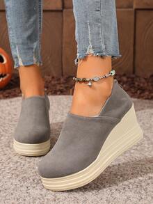 أحذية منصة سميكة الأربطة الكتانية الرجعية، أحذية ع...