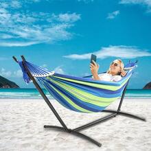 Double Hammock With Stand Included 450lb Capacity Steel Stand, Premium Carry Bag Included And Two Anti Roll Balance Beam - 綠色 - 查看 7