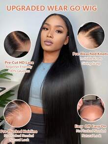 NARNI 38 40 Inch 13x4 Lace Front Wigs Human Hair Pre Plucked Straight Human Hair Wig 250% Density Brazilian Virgin Straight HD Lace Frontal 13x4 Glueless Wigs Human Hair For Women Natural Color - Natural Black - Xem 5
