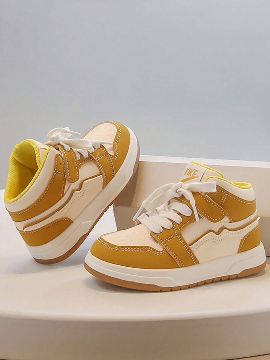 Children's White Sneakers With Hook And Loop, New Style For Spring And Autumn, Sports And Casual Shoes, Lightweight, Suitable For Boys And Girls Students, Versatile Children's Shoes