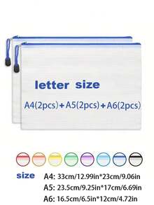 24件套防水A4/A5/A6尺寸拉链网状文件袋，十字绣和拼图项目收纳袋，适合旅行、上学、办公用品、文具，马卡龙色系（共八种颜色）。返校季必备，返校用品，母亲节礼物，适合送给母亲。 - 彩色 - 查看 16