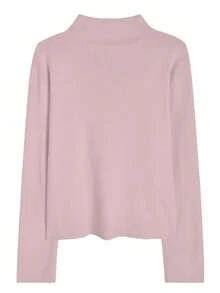 Women's Turtleneck Sweater, Loose Knit Top, Slouchy, Autumn/Winter - Baby Pink - View 8