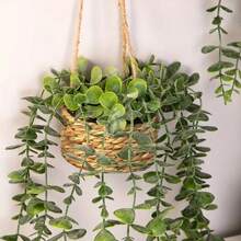 1/2PCS Artificial Eucalyptus Hanging Plant - 12.6 Inch Fake Greenery In Woven Basket, All-Season Home Decor For Living Room, Bedroom, Porch - Holiday Decor (Christmas, Halloween, Easter, Thanksgiving) - Indoor/Outdoor Use - màu xanh lá - Xem 6