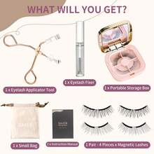 SIMER Magnetic Eyelashes With Eyeliner 10 Pairs False Lashes 5 Types Mink Lashes Natural Look Cat Eye Lash Extension N Strip Lashes Reusable(8 Black + 2 Colored) - Delicate - 查看 6