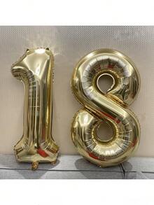 32/40 Inch Gold Number Helium Foil Balloons For Birthday Anniversary Party Decor, Gold Birthday Number Balloons For Adult & Kids Party, Photo Backdrop Decoration - Gold - View 1