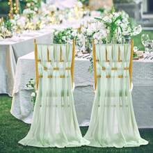 8pcs Blue Chiffon Sashes & 8pcs Pink Chiffon Sashes, Wedding Chair Covers And Aisle Decor, Suitable For Weddings, Ceremonies, Parties, Events, Banquets, Balls - Multicolor - View 11