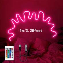 1 件霓虹 RGB LED 灯带柔性硅胶霓虹灯多色变幻 - USB 供电带遥控器适用于卧室、客厅、厨房和圣诞主题装饰、Luz LED、LED 灯、墙壁装饰灯、电视背景装饰、节日装饰、万圣节、圣诞节 - RGB多色光 - 查看 13