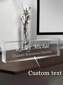 1pc Custom Acrylic Desk Name Plate, Personalized Office Decor For Boss, Teacher, Employee Appreciation Gifts, Desk Accessories For Men & Women, Unique Office Gift Idea, Valentine's Day, Valentine's Day Decor Birthday Graduation