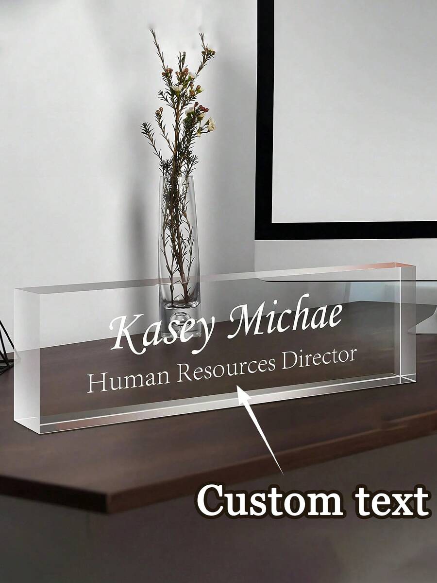 1pc Custom Acrylic Desk Name Plate, Personalized Office Decor For Boss, Teacher, Employee Appreciation Gifts, Desk Accessories For Men & Women, Unique Office Gift Idea, Valentine's Day, Valentine's Day Decor Birthday Graduation