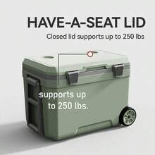 1pc 45QT Extra Large Capacity Cooler Box, Outdoor BBQ, Sports Event Insulated Chest, Camping RV Ice Bucket, Commercial & Household Portable Wheeled Freezer Box, Ice Cubes Cooling Durable, Suitable For Beach, Picnic, Outdoor Camping, Groceries, Boating - Green - View 4