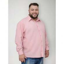 Men's Long Sleeve Social Shirt Plus Size Adult Without Fabric - Hồng - Xem 1