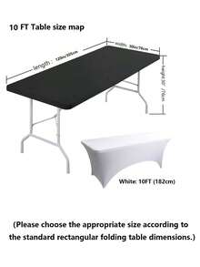 1PC Or 2PCS Stretch Spandex Fitted Tablecloth Cover, Suitable For 48"X60", 72"X96" And 120" Rectangular Standard Folding Tables, Wrinkle-Free, Water-Washable, Highly Elastic And Stretchable For Patio, Outdoor, Wedding, Party, Business Exhibition, Events - Multicolor - View 8