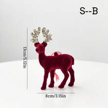 1/4 Stücke Weihnachts-Rentier-Ornamente, Weihnachtsbaum-Anhänger, weinrote Samt-Elch-Dekoration, Weihnachtsdekoration, Heimdekoration