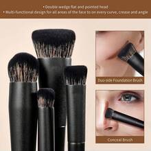 Jessup Brochas de Maquillaje,14pcs Set Brochas para Maquillaje Veganas Pinceles Maquillaje para Base en Polvo Sombra de Ojos Mezcla Corrector Pliegues Delineador de Cejas,Gris Claro T329 - I-Set de regalo negro - Ver 4