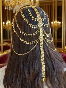 Herseygold 1pc Gold-Plated Headband, /Arabic Style Bridal Headpiece, Luxury Jewelry Gift For Women, Bride To Be, Hair Accessories For Women - Gold - View 2