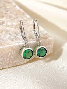 1 par de pendientes de plata de ley S925 con gota de piedra natal, regalo de cumpleaños personalizable de 12 meses, joyería exquisita para mujeres - Doce Piedras Estelares 5 - Ver 4