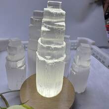 برج كريستال السيلينيوم الطبيعي، يوازن الطاقة الروحية، ديكور للمشاهد، طاولة، زخارف كريستالية، ديكور المنزل، عناصر السحر، هدايا جوارب عيد الميلاد، هدايا ديكورية لرأس السنة الجديدة - أبيض - مشاهدة 5