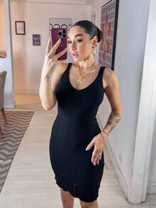 Vestido Feminino Alcinha Midi com detalhes nas pontas Festa