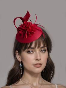 1pc Women's Flower Fascinator Hat Sinamay Tea Party Fascinator Derby Hat Wedding Fascinators Hats Pillbox Hat Feathers Headband With Hair Clip For Women Mini Hats Tiny Hats Mini Top Hat Mini Cap, School Stuff, Autumn, Rave, Halloween Accessories, Bride To Be